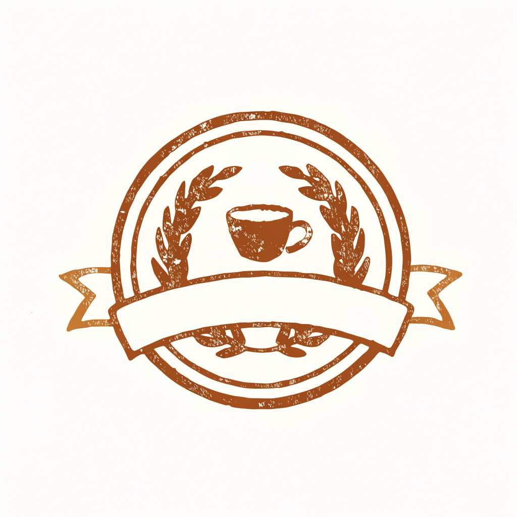 Stamped seal with a coffee cup and laurel branches
