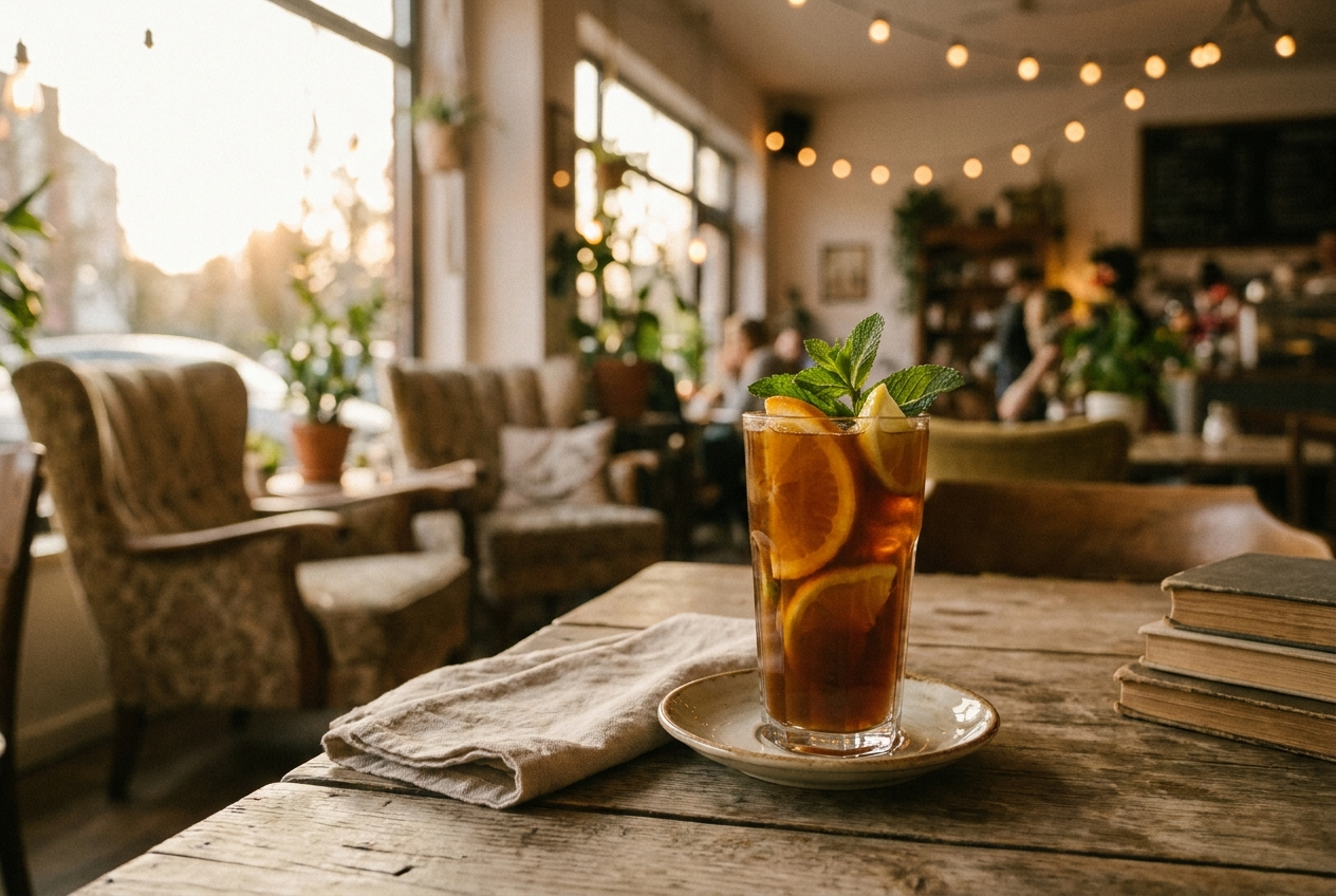 This season's reserve pour, served over ice with peach and honey