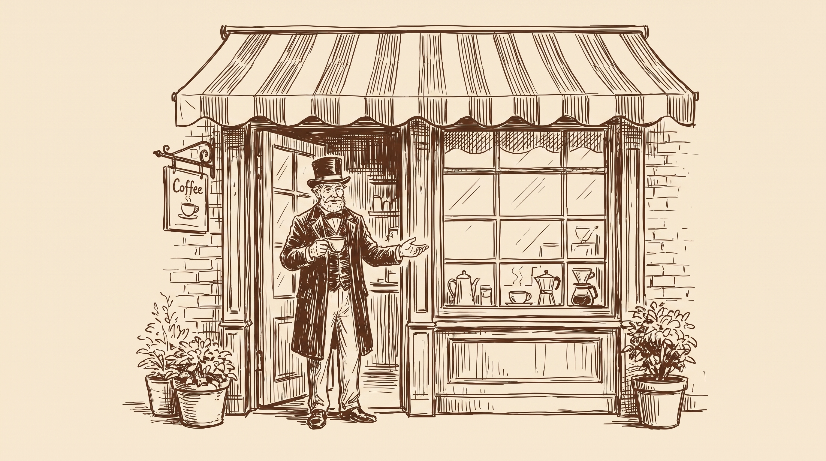 Sketch of the Morning Brew Co storefront at Cambridge Square