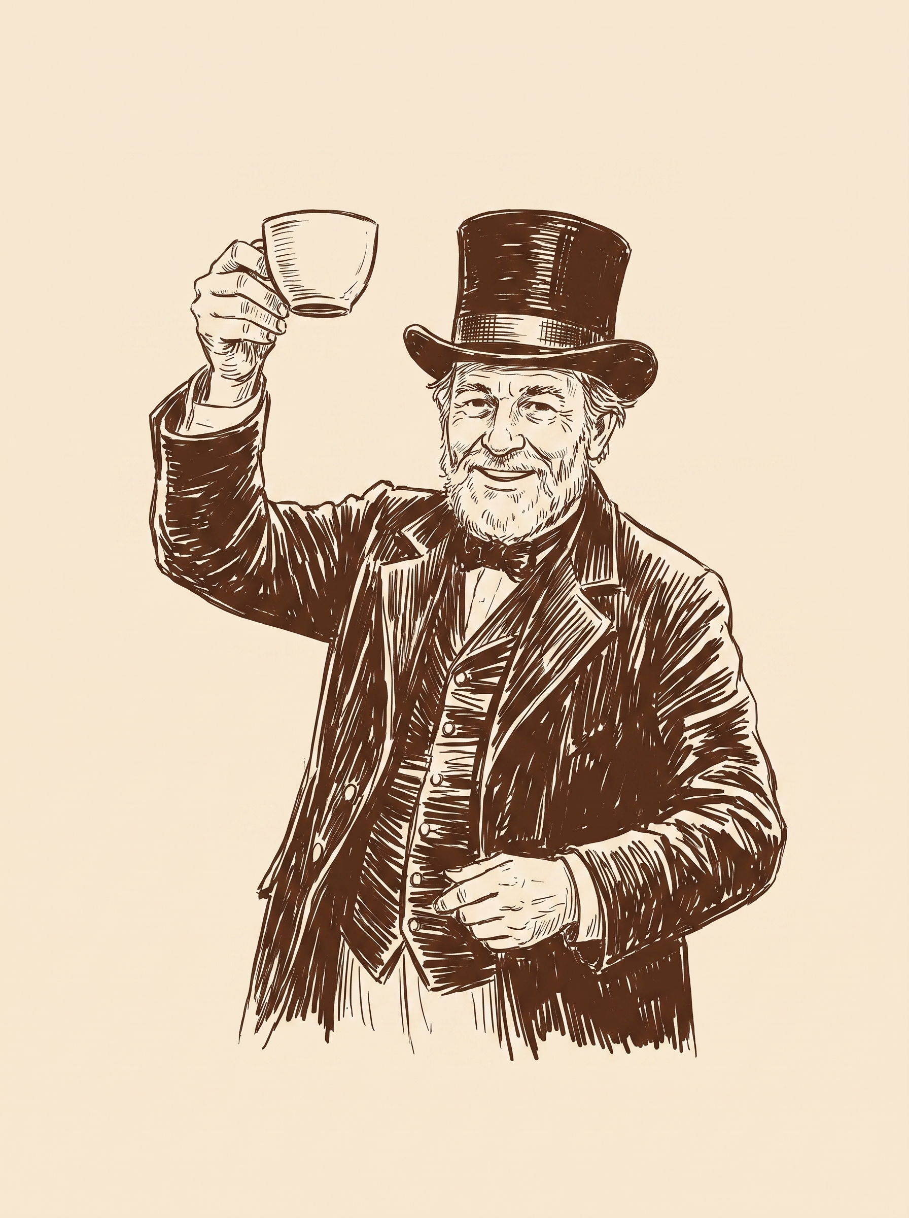 The gentleman raising his cup in a toast.