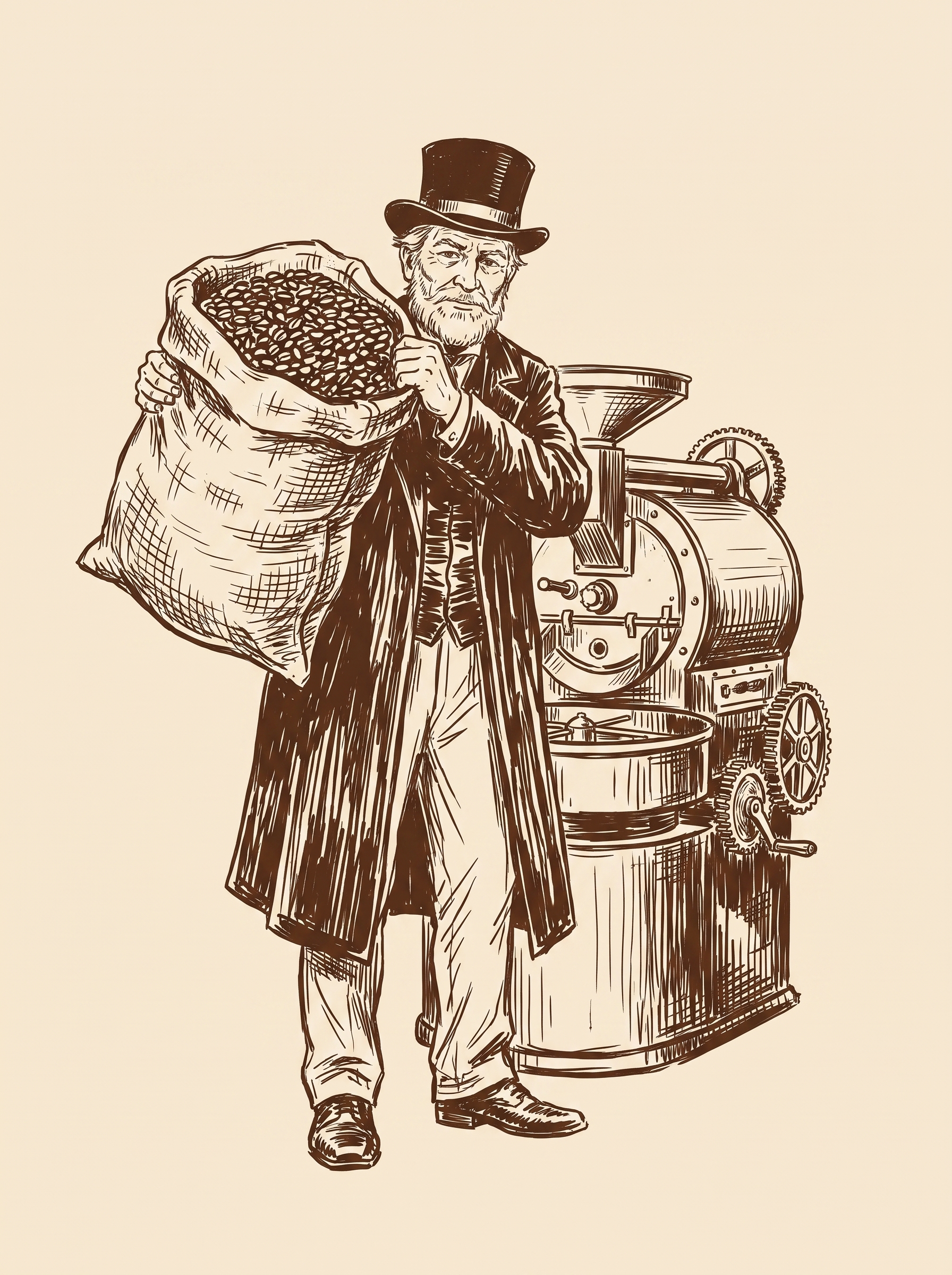The gentleman carrying a sack of coffee beans at the roastery